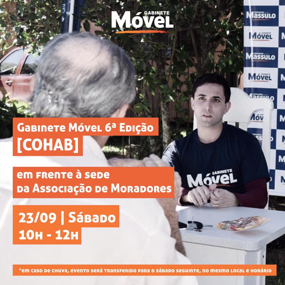 Vereador Rodrigo Massulo realiza seu Gabinete Móvel na Cohab neste sábado