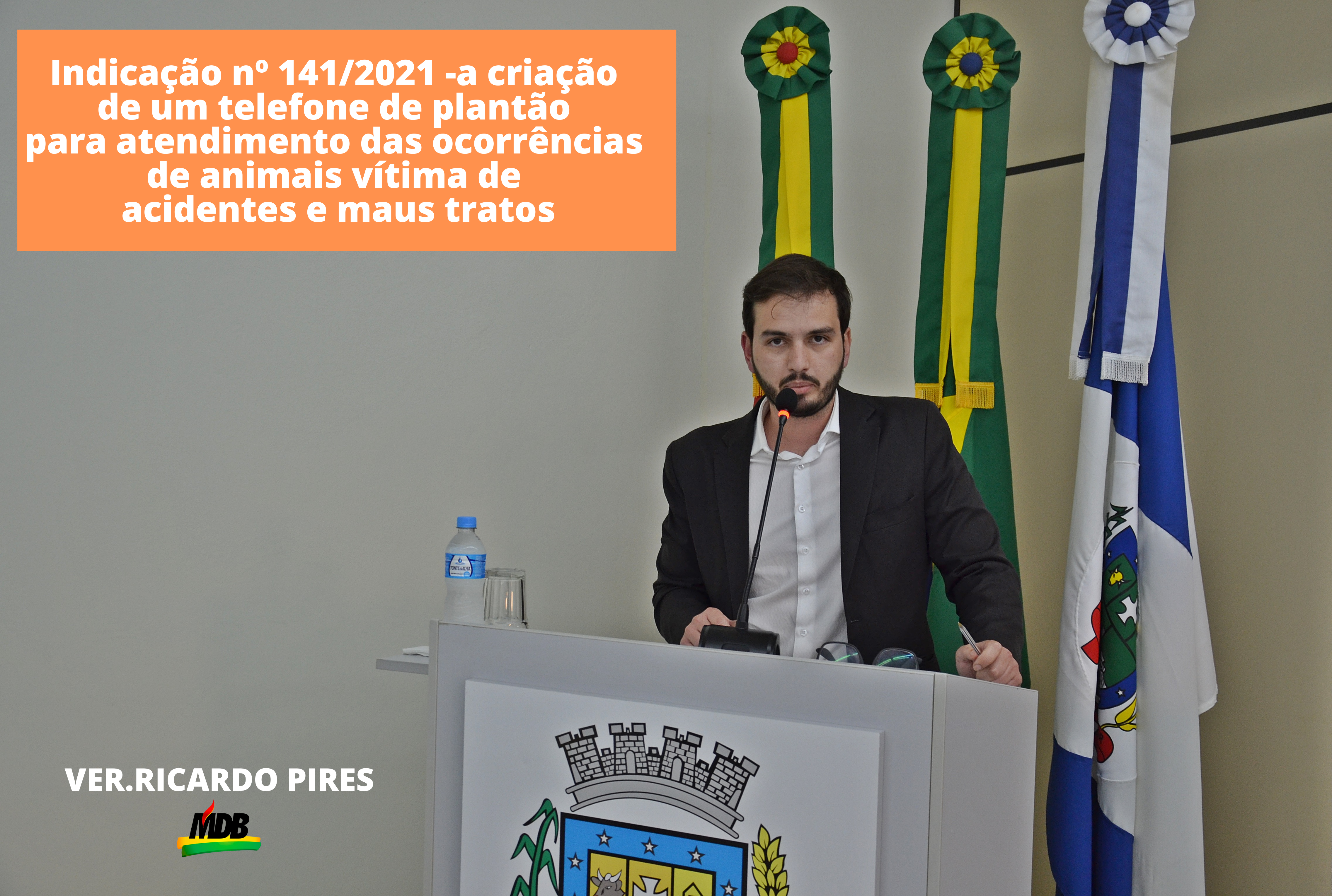 Ricardo propõe a criação de um telefone de plantão para atendimento das ocorrências de animais vítima de acidentes e maus tratos