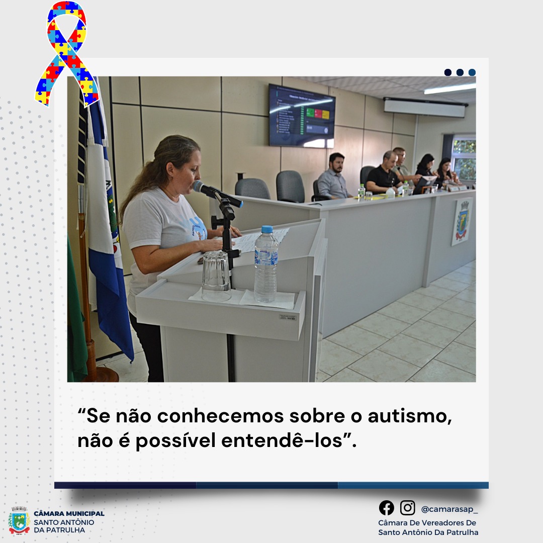 Presidente da Patrulha Azul convida os vereadores e a população para participarem da solenidade de abertura da Semana do Autismo