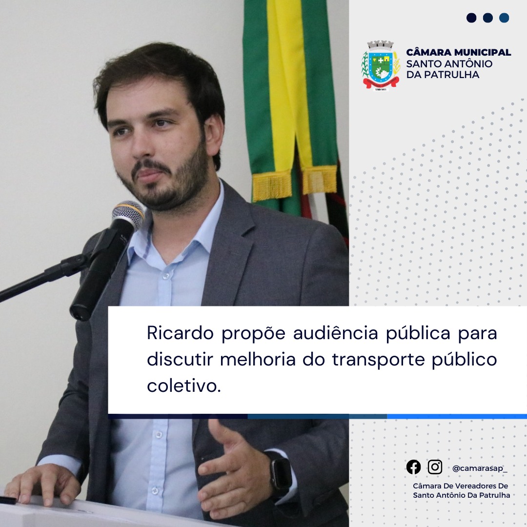 Ricardo propõe audiência pública para discutir melhoria do transporte público coletivo