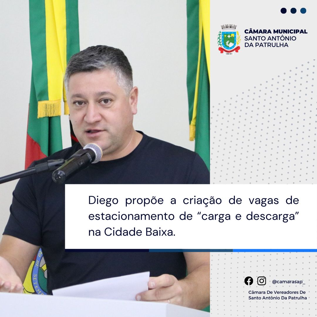 Diego propõe a criação de vagas de estacionamento de “carga e descarga” na Cidade Baixa