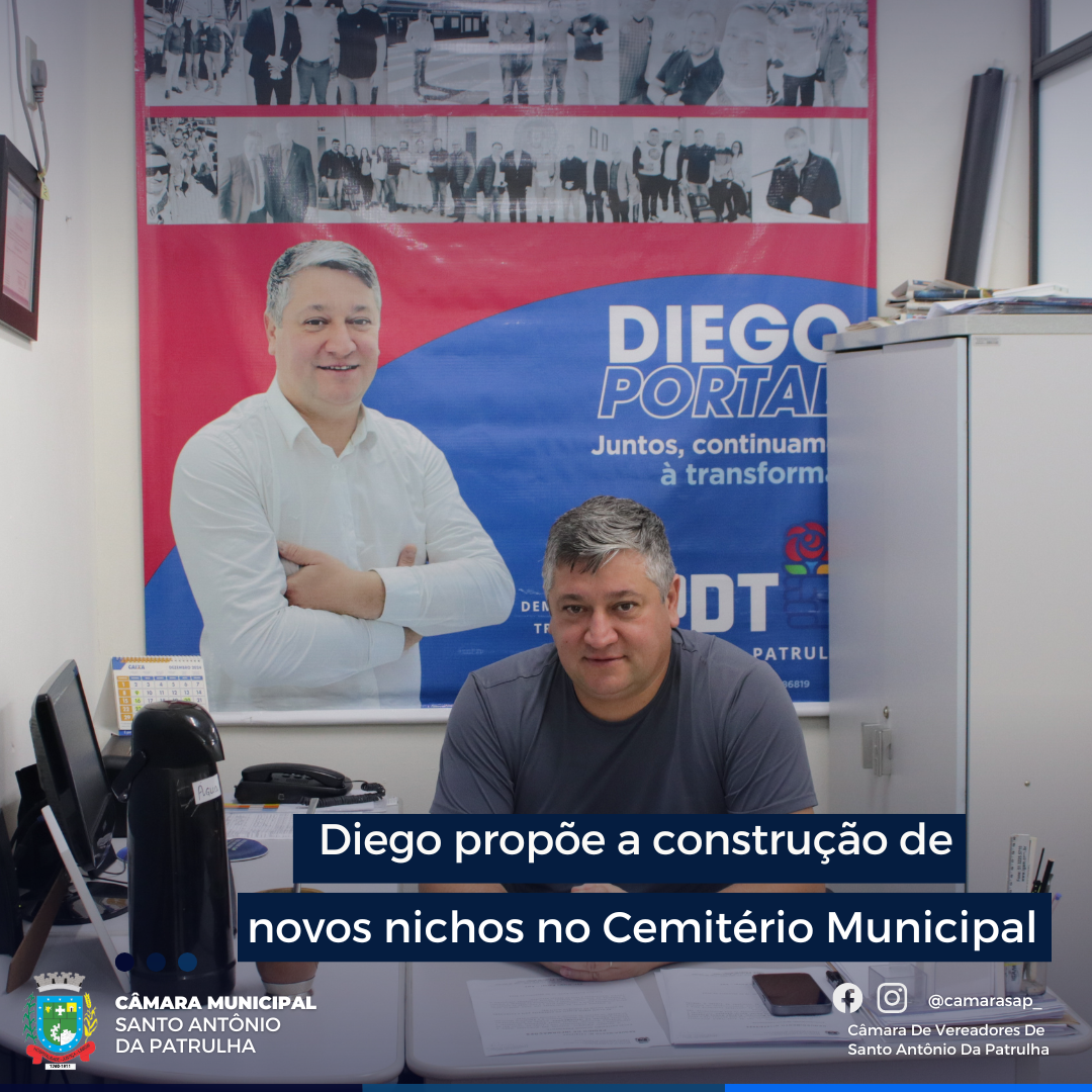 Diego propõe a construção de novos nichos no Cemitério Municipal