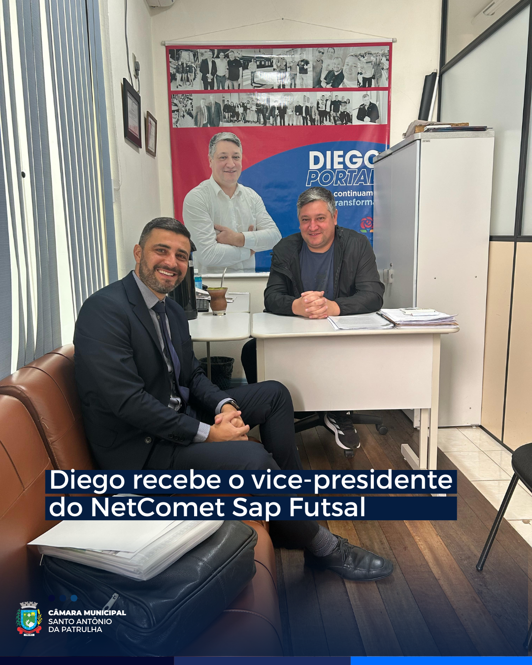 Diego recebe o vice-presidente do NetComet Sap Futsal
