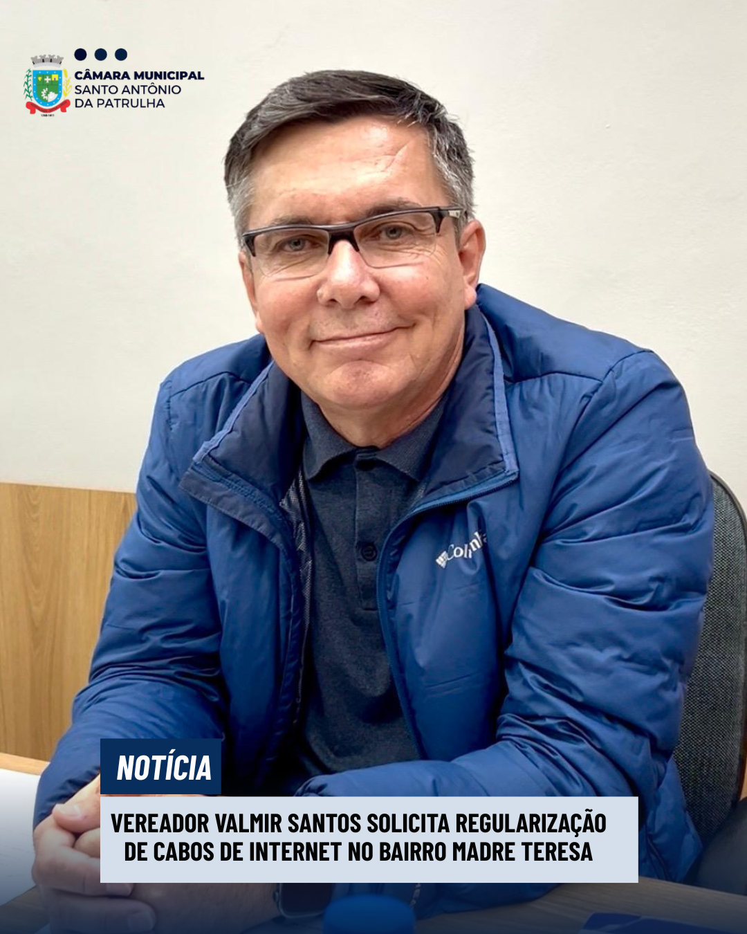 Vereador Valmir Santos solicita regularização de cabos de internet no Bairro Madre Teresa