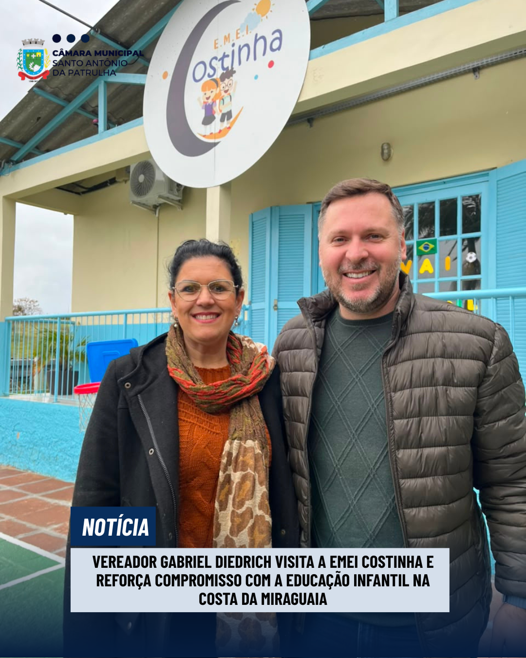Vereador Gabriel Diedrich visita a EMEI Costinha e reforça compromisso com a educação infantil na Costa da Miraguaia