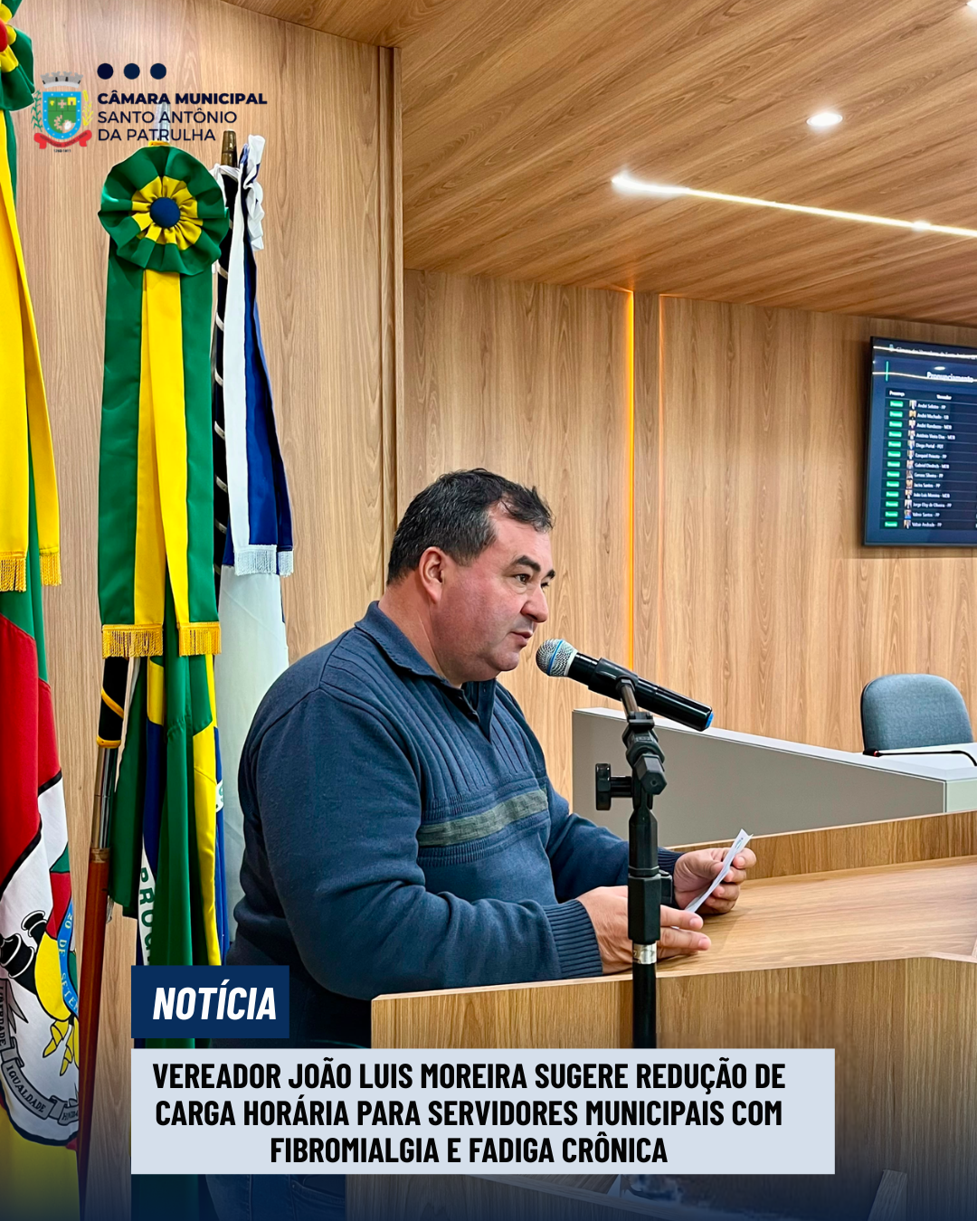 Vereador João Luis Moreira sugere redução de carga horária para servidores municipais com Fibromialgia e Fadiga Crônica