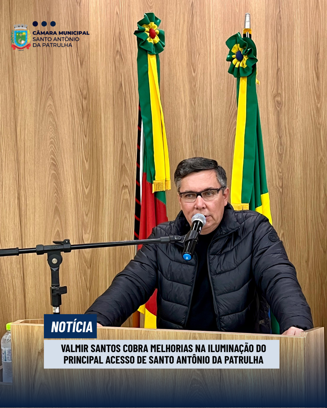 Valmir Santos cobra melhorias na iluminação do principal acesso de Santo Antônio da Patrulha