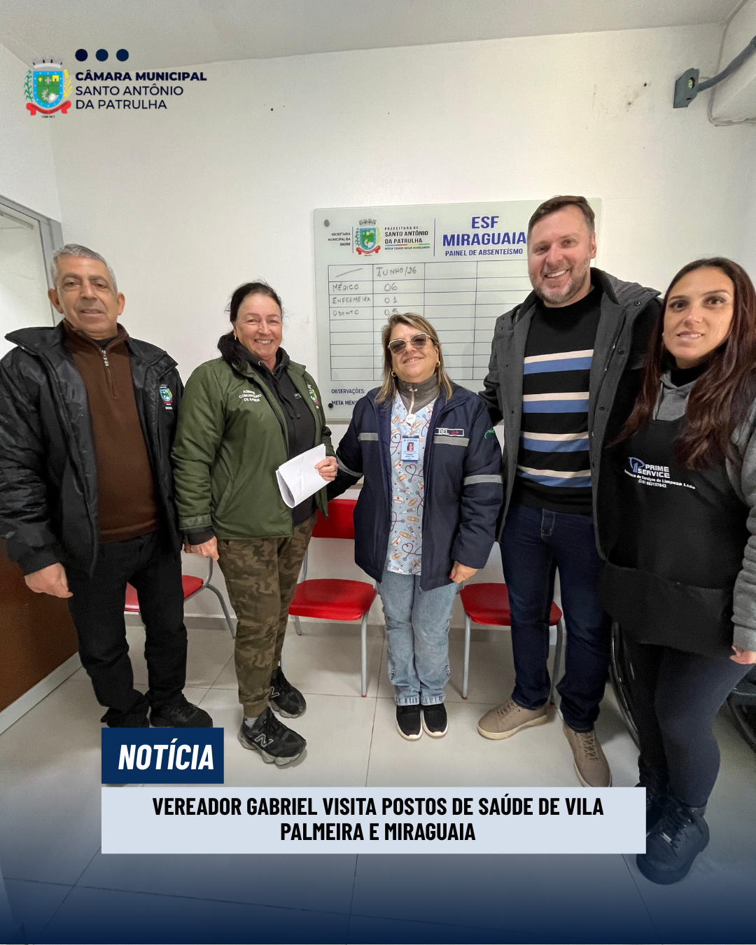 Vereador Gabriel visita postos de saúde de Vila Palmeira e Miraguaia