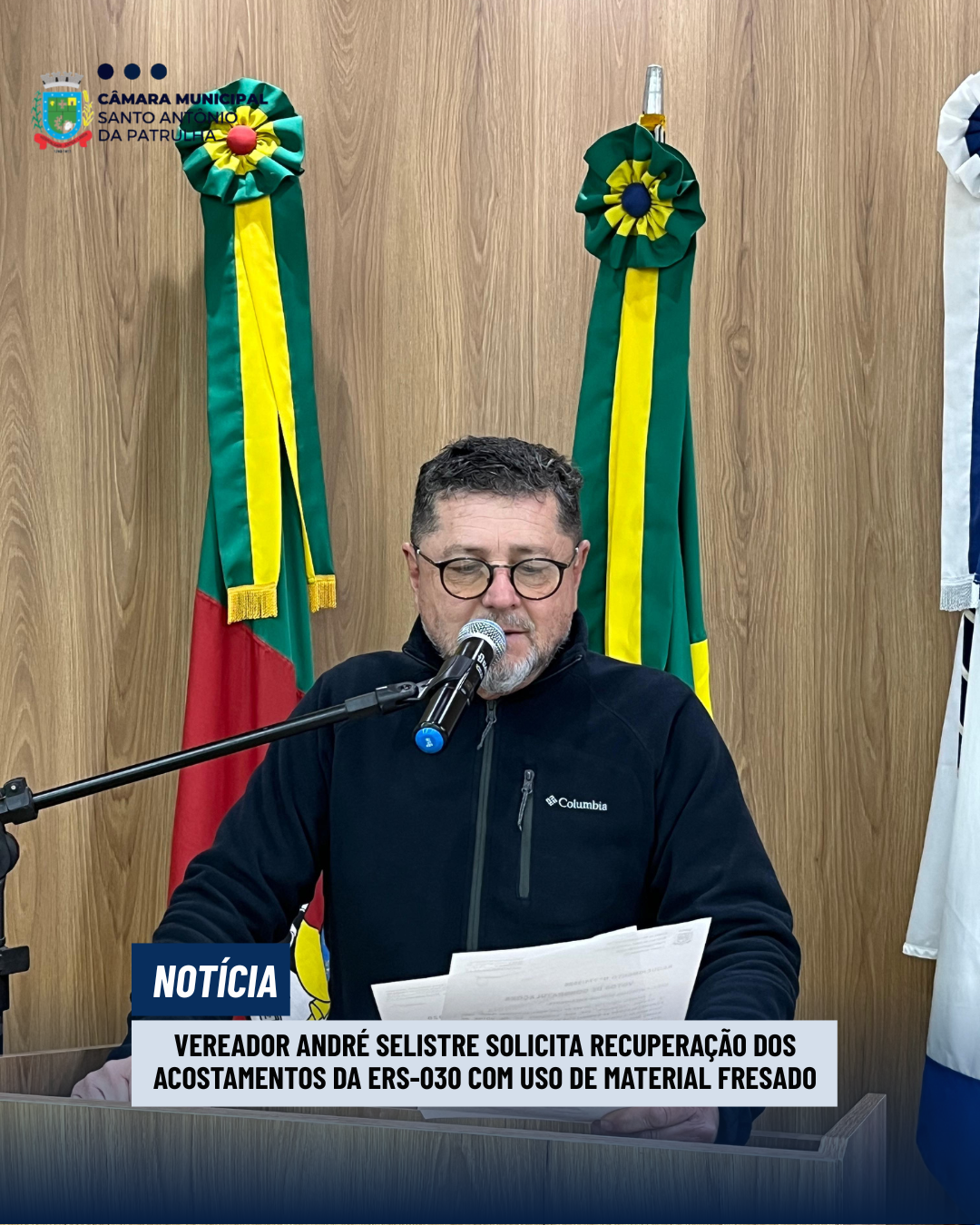 Vereador André Selistre solicita recuperação dos acostamentos da ERS-030 com uso de material fresado