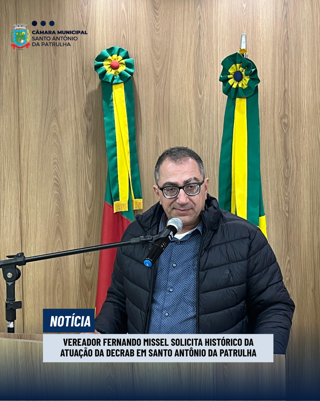 Vereador Fernando Missel solicita histórico da atuação da DECRAB em Santo Antônio da Patrulha