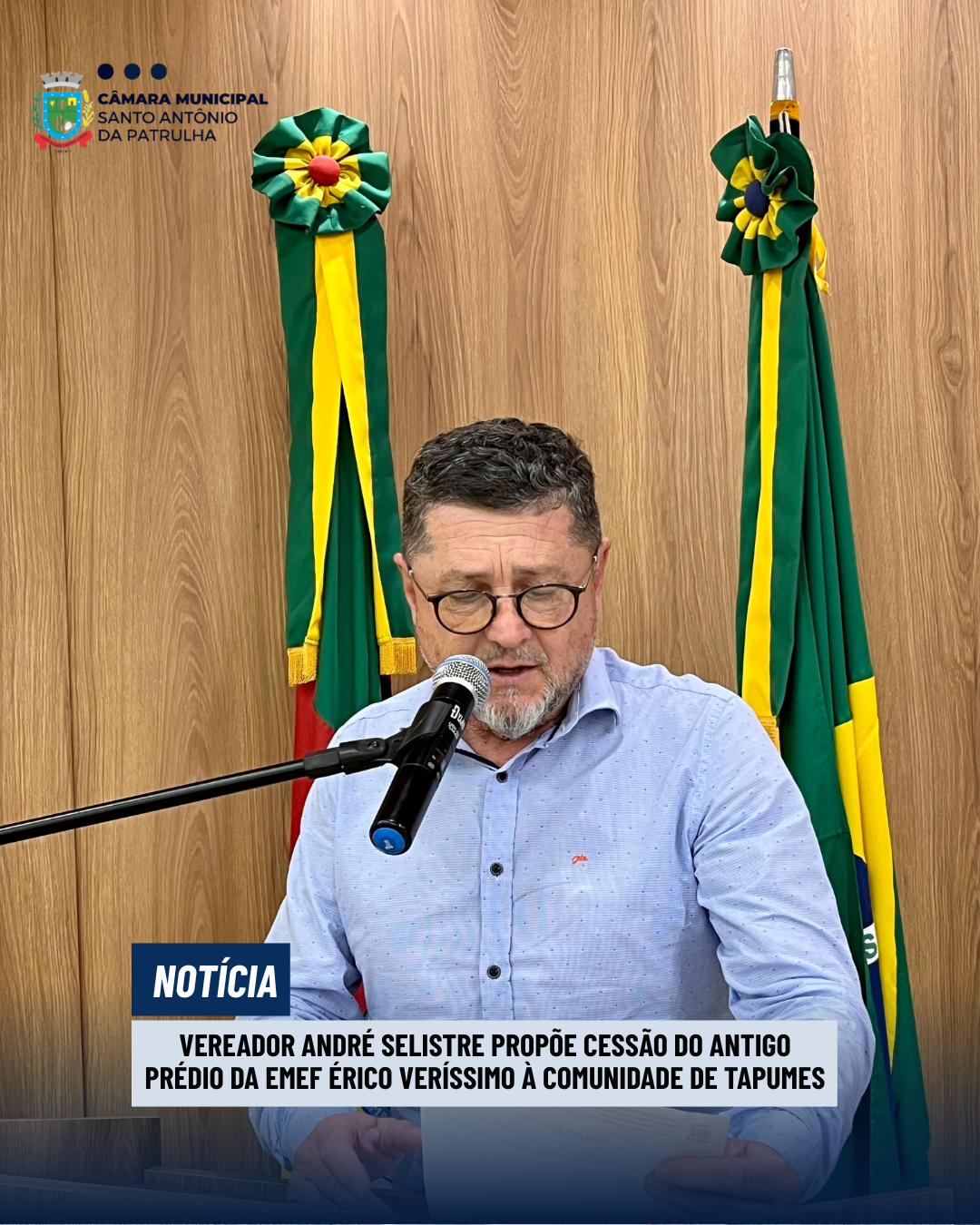Vereador André Selistre propõe cessão do antigo prédio da EMEF Érico Veríssimo à comunidade de Tapumes