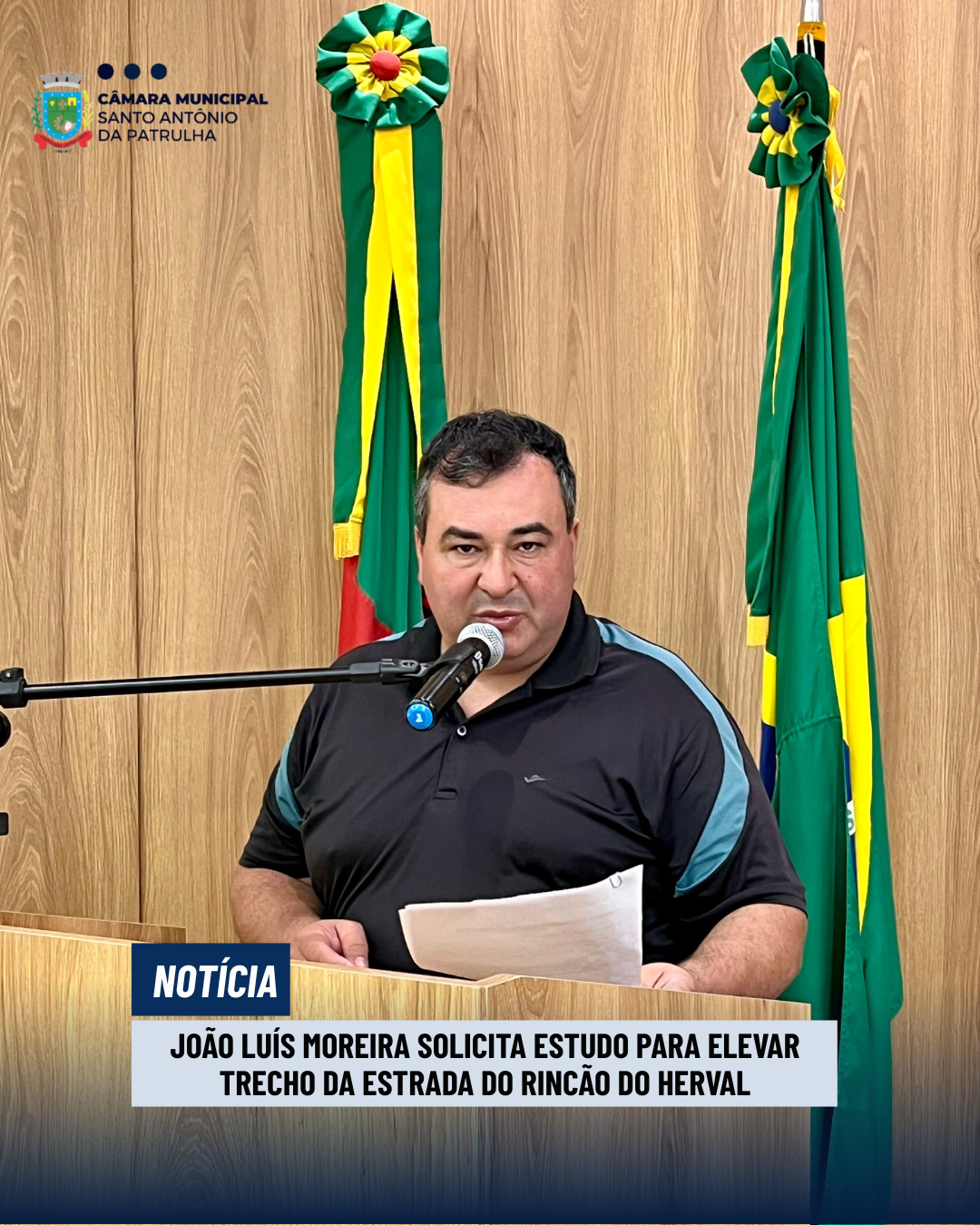 João Luís Moreira solicita estudo para elevar trecho da Estrada do Rincão do Herval