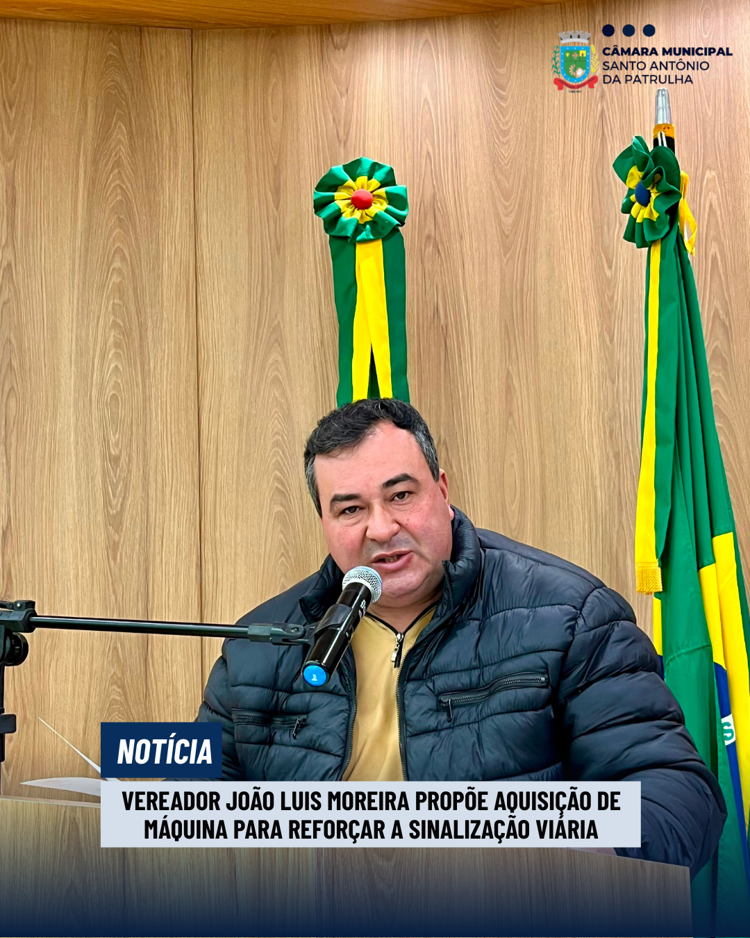 Vereador João Luis Moreira propõe aquisição de máquina para reforçar a sinalização viária