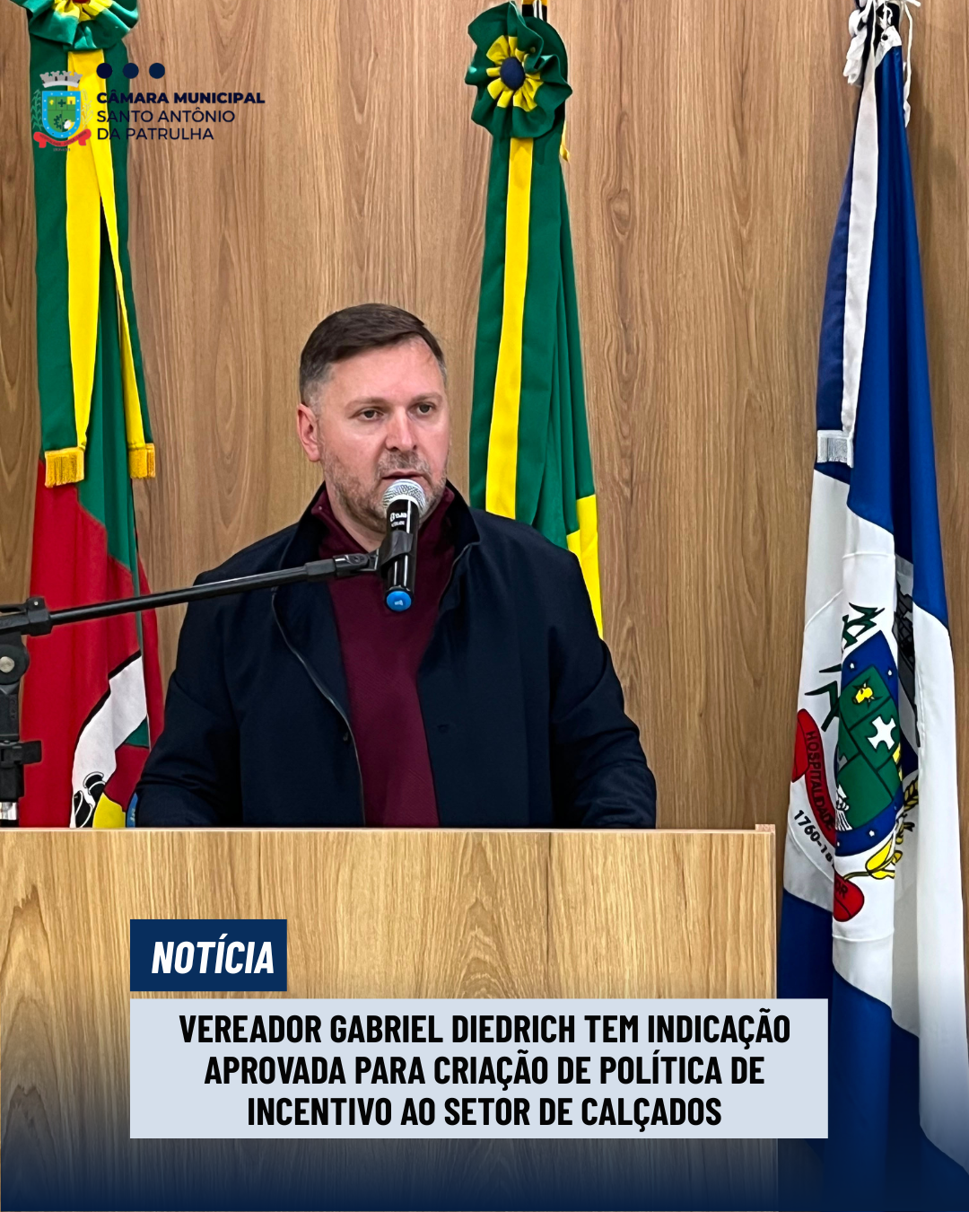 Vereador Gabriel Diedrich tem indicação aprovada para criação de política de incentivo ao setor de calçados