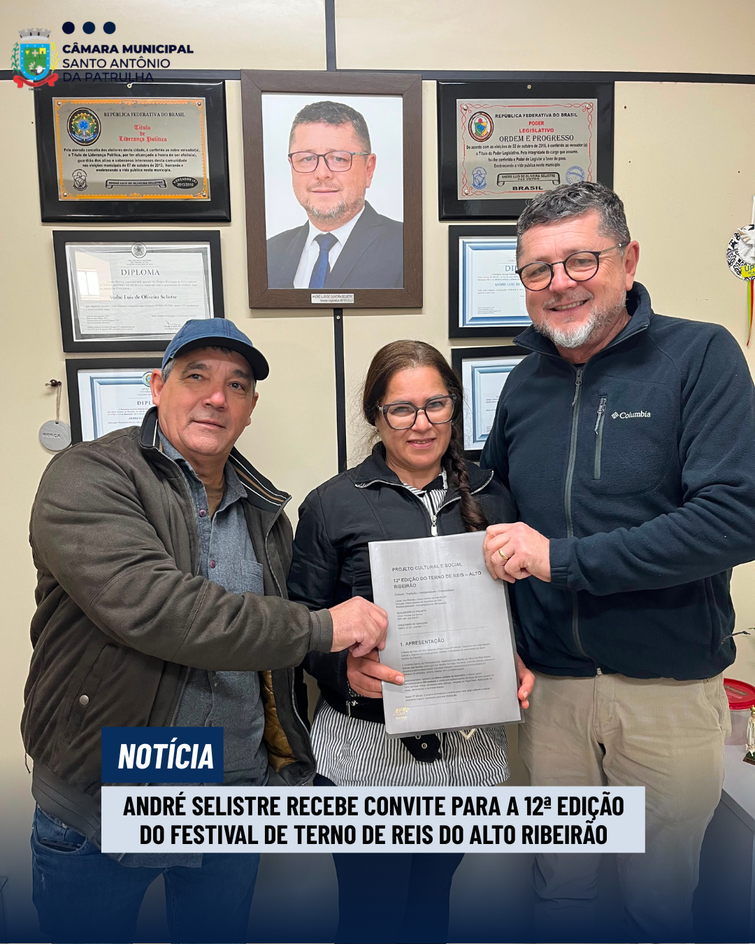 André Selistre recebe convite para a 12ª edição do Festival de Terno de Reis do Alto Ribeirão