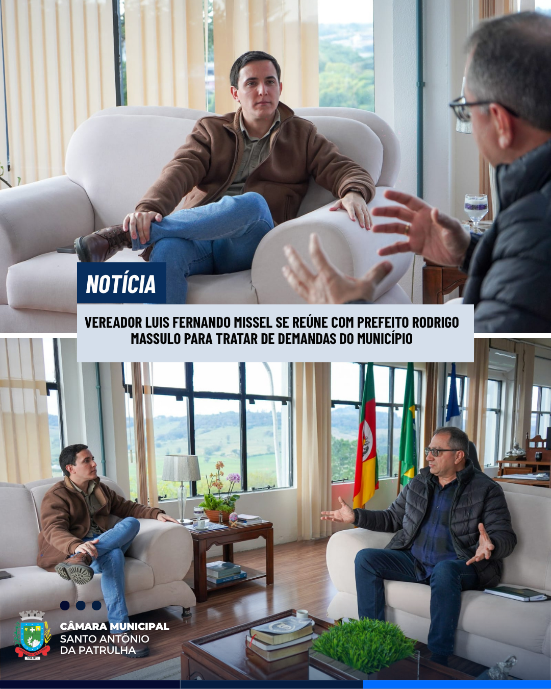 Vereador Luis Fernando Missel se reúne com prefeito Rodrigo Massulo para tratar de demandas do município