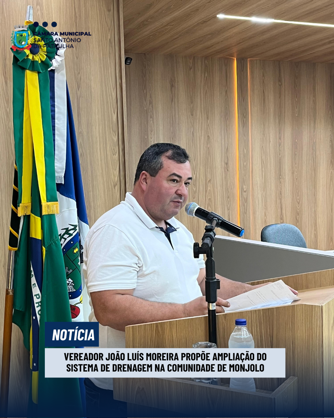 Vereador João Luís Moreira propõe ampliação do sistema de drenagem na comunidade de Monjolo