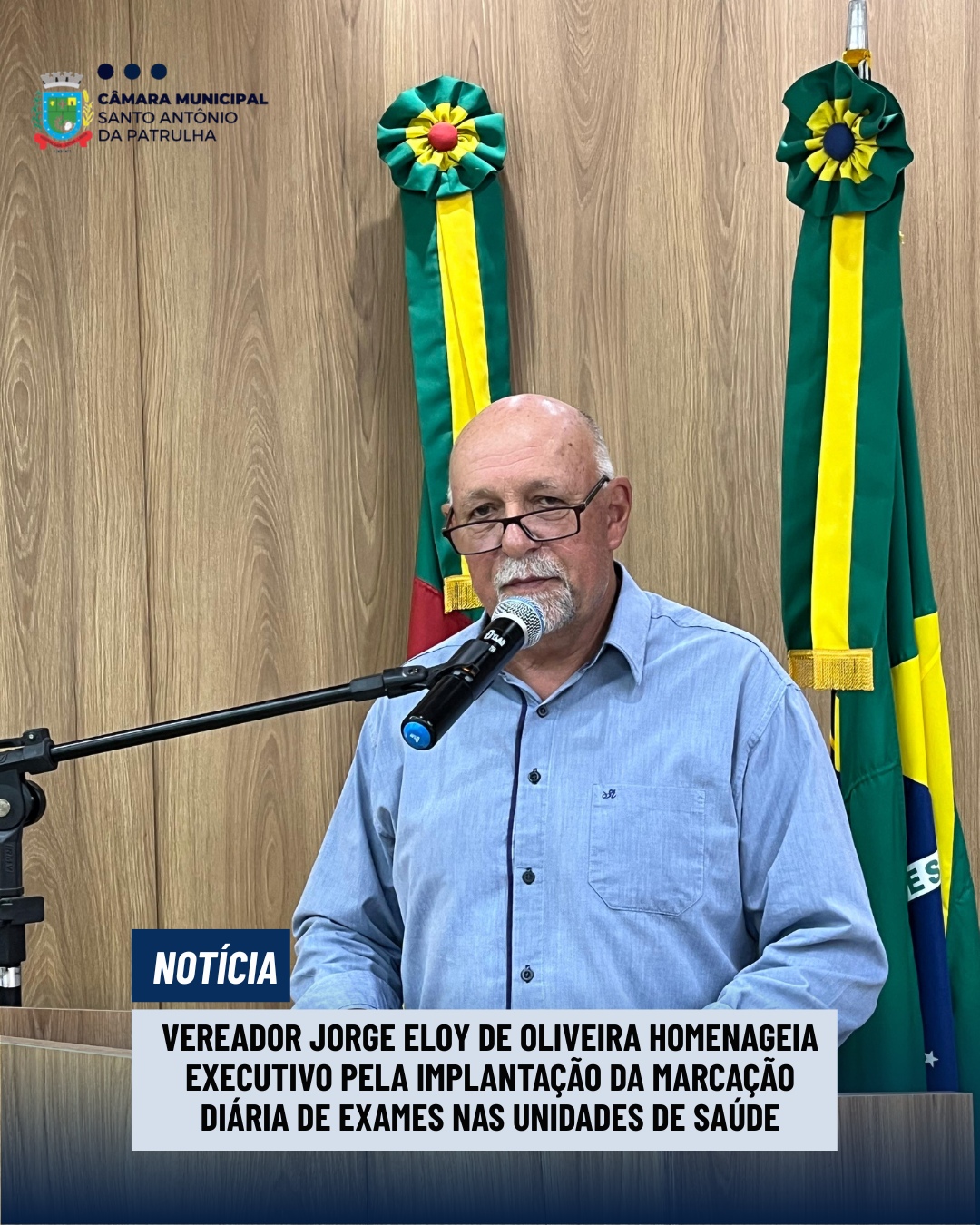 Vereador Jorge Eloy de Oliveira homenageia Executivo pela implantação da marcação diária de exames nas unidades de saúde