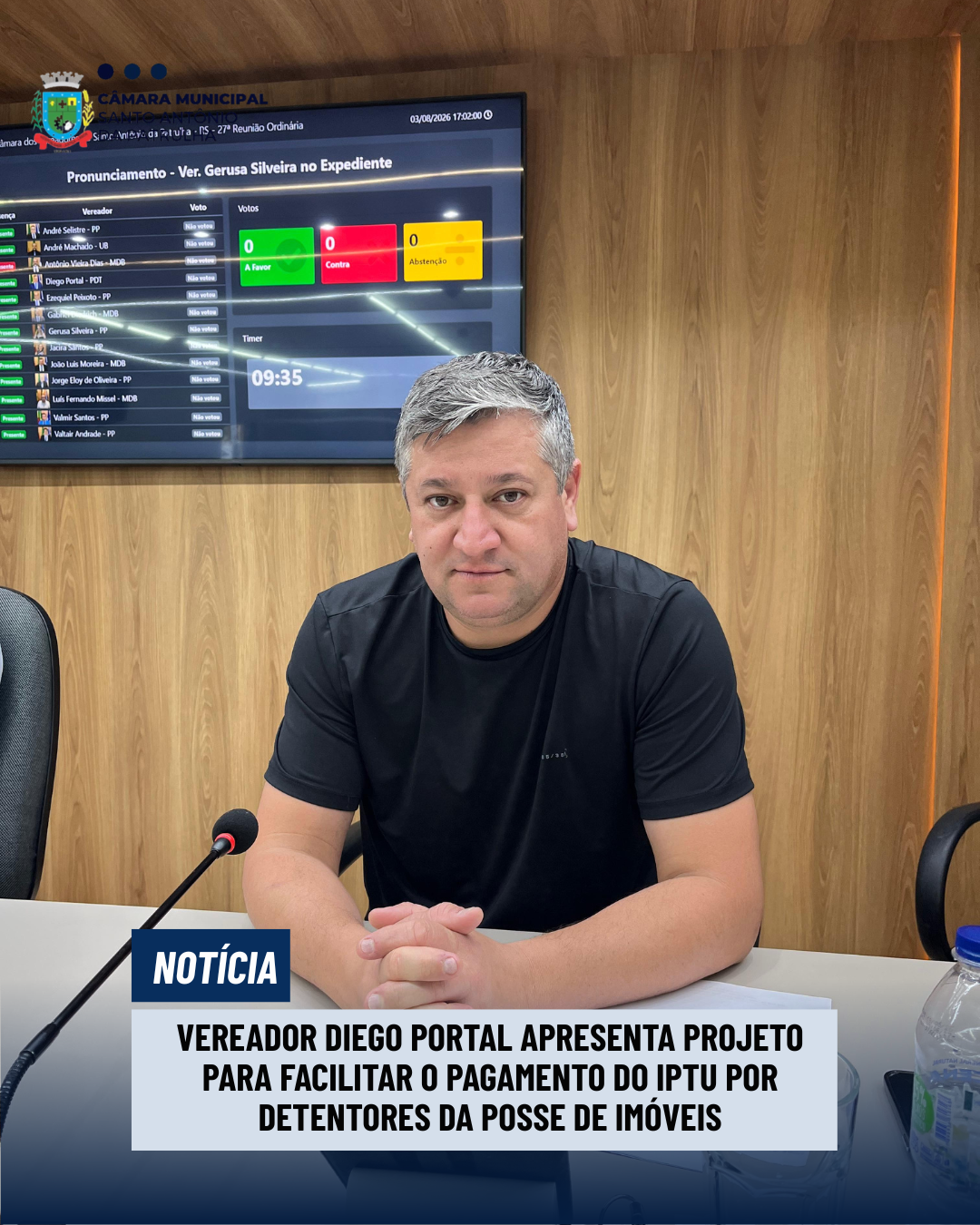 Vereador Diego Portal apresenta projeto para facilitar o pagamento do IPTU por detentores da posse de imóveis