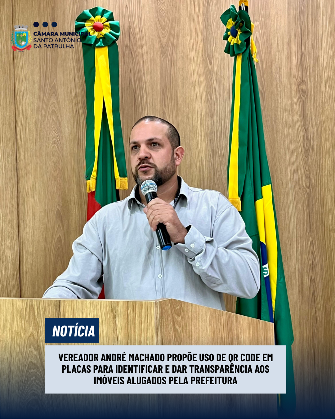Vereador André Machado propõe uso de QR Code em placas para identificar e dar transparência aos imóveis alugados pela Prefeitura