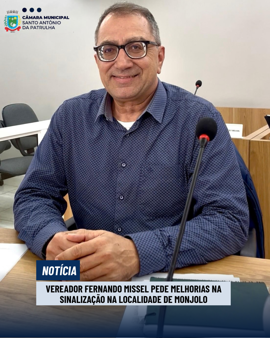Vereador Fernando Missel pede melhorias na sinalização na localidade de Monjolo
