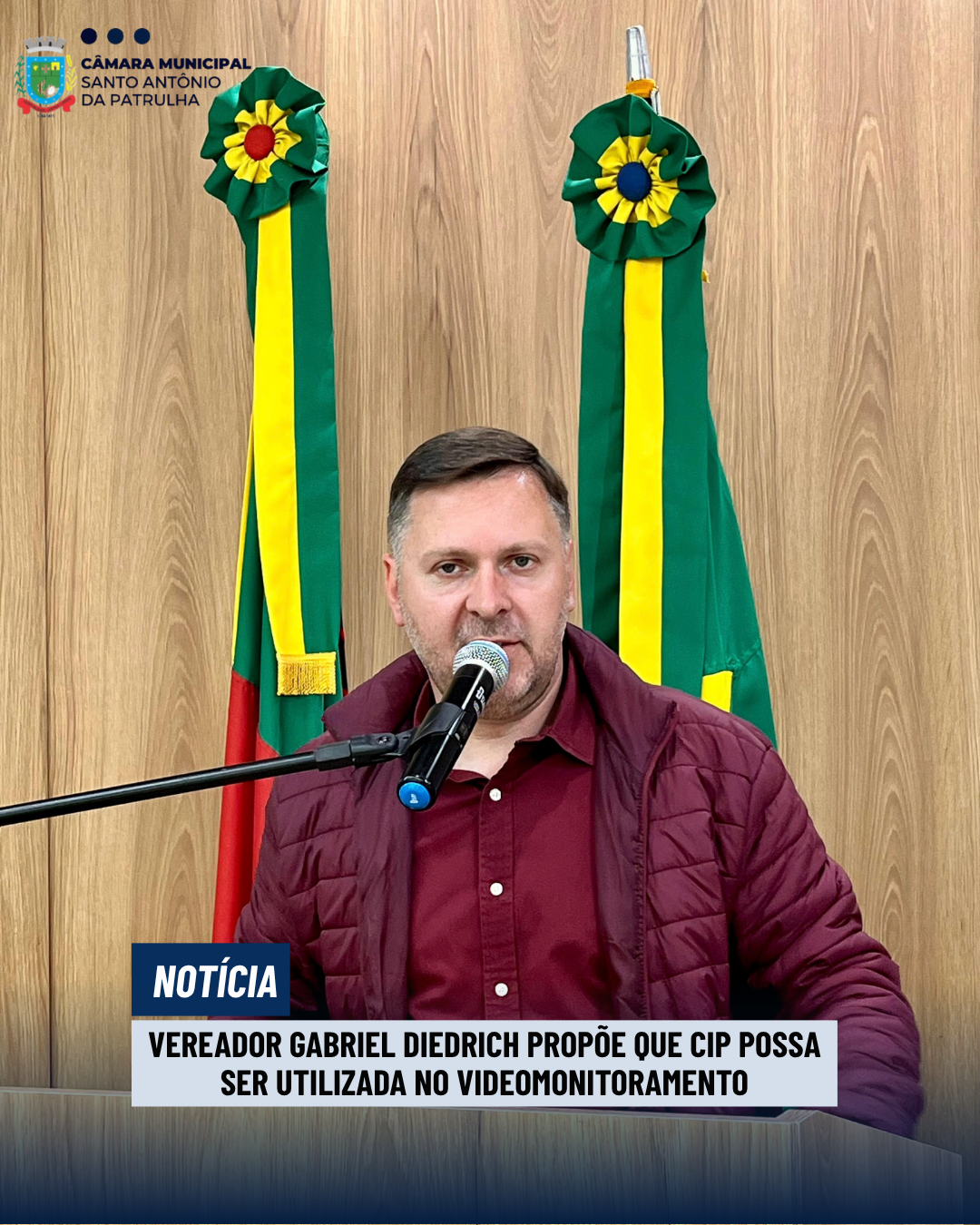 Vereador Gabriel Diedrich propõe que CIP possa ser utilizada no videomonitoramento