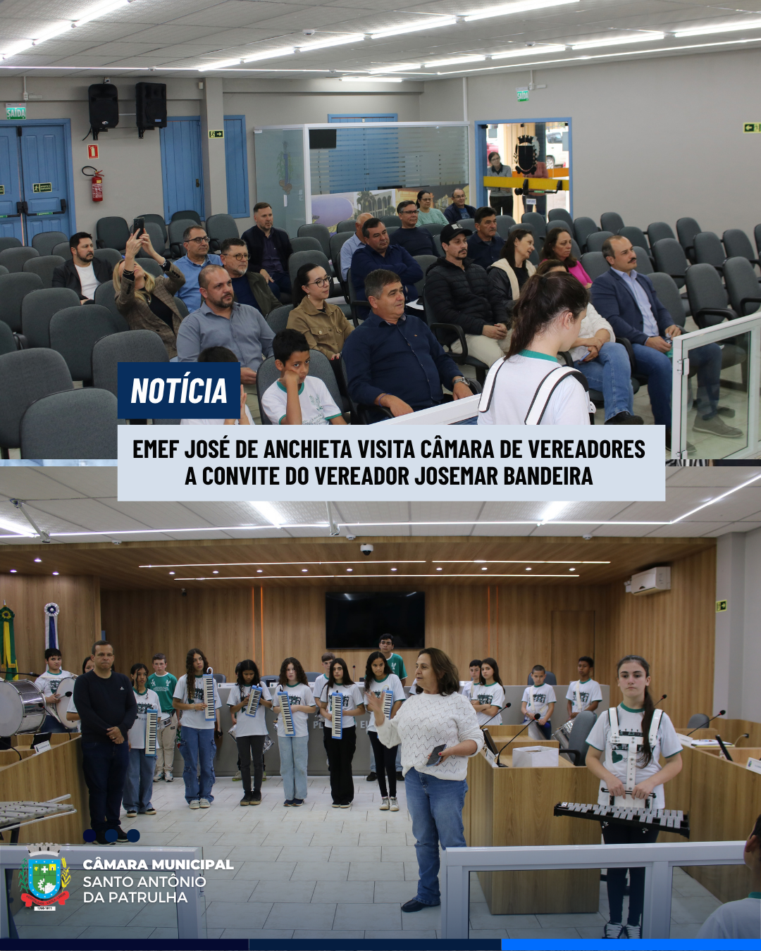 EMEF José de Anchieta visita Câmara de Vereadores a convite do vereador Josemar Bandeira